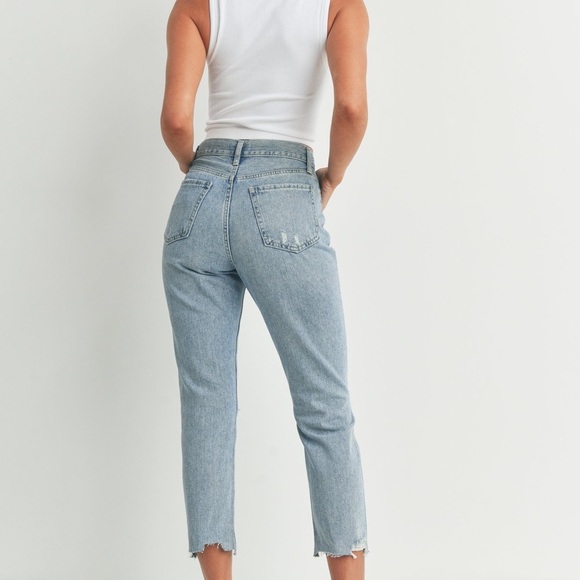 Isa Hip Hugger Crop JBD Women's Light Blue Distressed Jeans - Picture 2 of 2